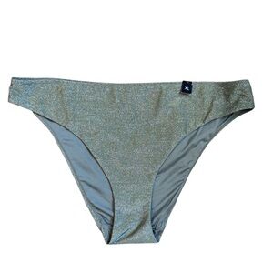 Etam Shimmer Bikini Bottom Sage Green Metallic Size 34 NWT